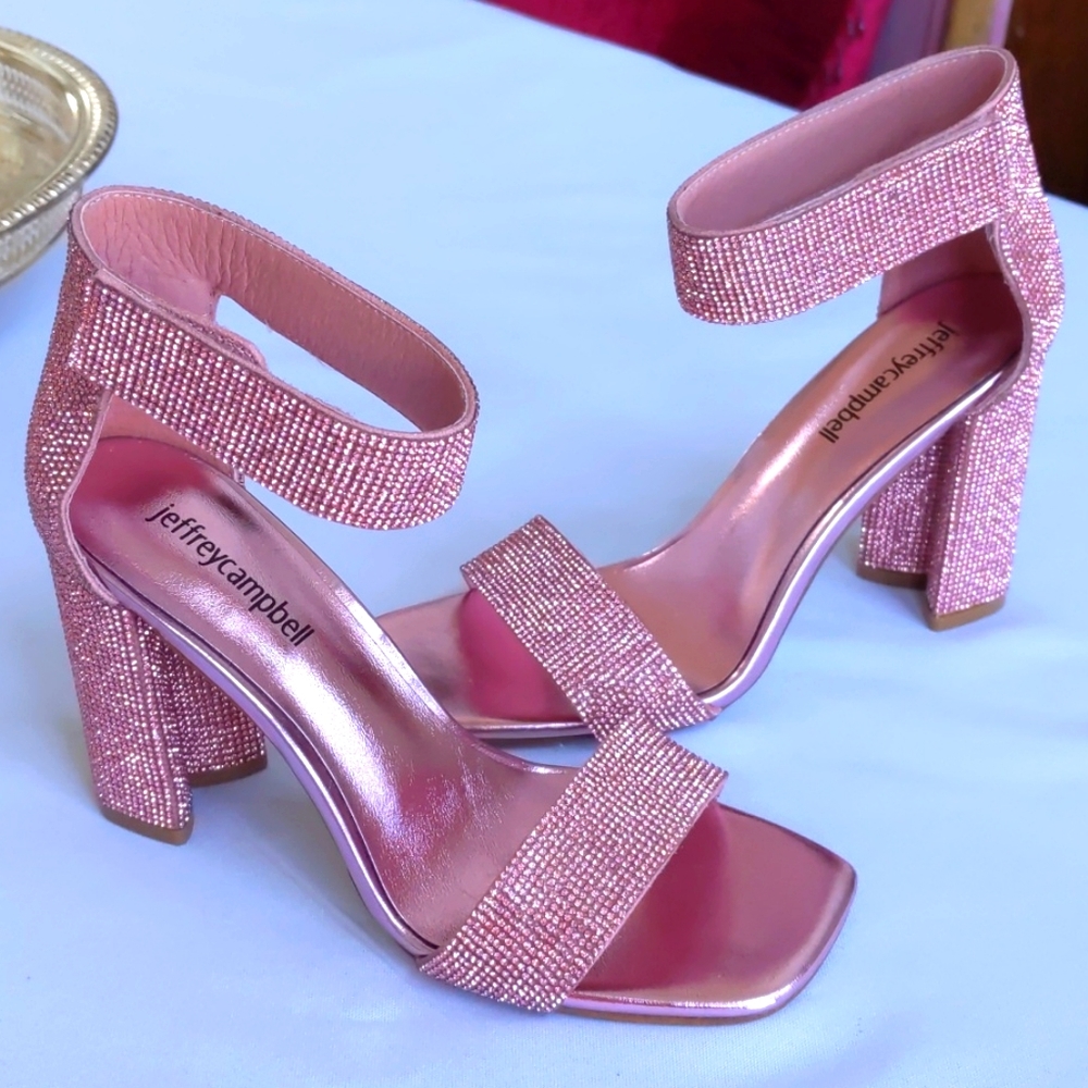Jeffrey Campbell Lorena Pink Crystal Heels 6.5
